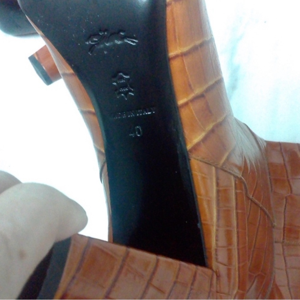 Longchamp Croc Embossed Boots In Burnt Orange Size 40 - Picture 4 of 4